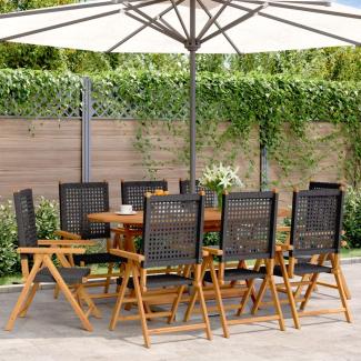 vidaXL Gartenstuhl Verstellbar 8 Stk. Schwarz Poly Rattan Massivholz 3214522