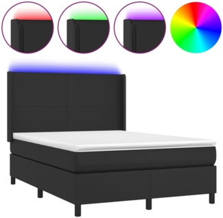 vidaXL Boxspringbett mit Matratze & LED Schwarz 140x190 cm Kunstleder 3139259