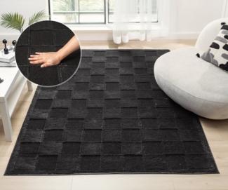 OTTO home Teppich Belion, Hoch-Tief-Struktur, Karo-Muster, rechteckig, Höhe: 19 mm, leichter Glanz, Schachbrettmuster, Modern, Wohnzimmer, Schlafzimmer