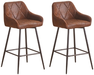 JYMTOM Barhocker Barstuhl mit Armlehne Gepolsterter Tresenhocker Bistrohocker (2 St), Outdoor Diamant Design Hocker, Braun