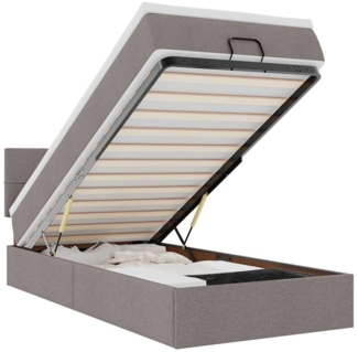 vidaXL Ottoman-Bett mit Matratze & LEDs Taupe 80x200 cm Stoff 3312267