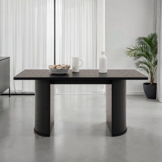 IDIMEX Esstisch GUARDA, Esszimmertisch 160x75 cm mit Designfuß in Lamellenoptik MDF Schwarz