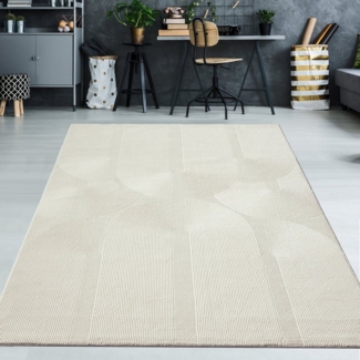 TeppichHome24 Teppich Recycle Teppich mit modernen ovalen Formen in creme, rechteckig