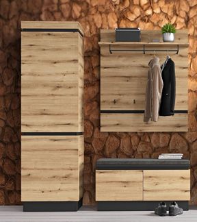 Garderoben-Set >Corte< (3-teilig) in Evoke Eiche - 166x201x45 (BxHxT)