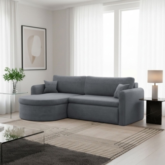 Ecksofa Schlafsofa FELIZ Stoff Poso Grau Ottomane Links