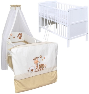 Baby-Delux Komplettbett Babybett Jack Komplettset, 10-tlg, Kinderbett 70x140 cm weiß, Bettset verschiedene Designs