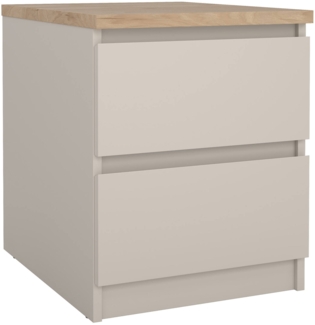 Dmora Nachttisch Eryndor, niedrige Kommode mit 2 Schubladen, eleganter und funktionaler Nachttisch, 40x50 h50 cm, Beige