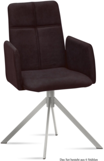 Armlehnstuhl (6er-Set) Dorisa 52x92x60 Edelstahl/Espresso