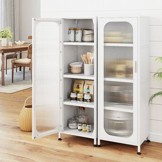 COSTWAY Vorratsschrank Küchenschrank auf Rollen schmal mit verstellbaren Regalen