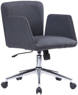 Dmora Stuhl mit Rädern Assoro, Sessel mit Armlehnen, Ergonomischer Bürositz, 54x55h65/84 cm, Grau