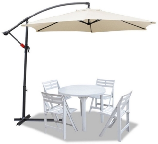Clanmacy Sonnenschirm Sonnenschirm Ampelschirm,UV-Schutz,Eisen mit Ständer,350 cm,Beige