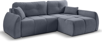Ecksofa (B/H/T: 255x107x155 cm) in Blau-grau