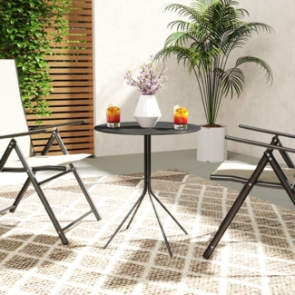 Runder Gartentisch Stahl – Terrassentisch, Couchtisch, Bistrotisch, Beistelltisch, pulverbeschichtet, 30 kg, mit Fußpolstern