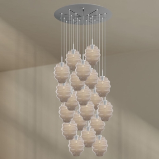 s.luce Echos Galerieleuchte 20-flammig Ø 120cm Baldachin Ø 25cm Klar, Weiß