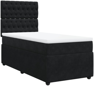 vidaXL Boxspringbett mit Matratze Schwarz 100x200 cm Samt 3292270