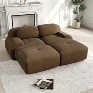 Modulares Ecksofa Cordsamt ergonomisch, mit Fußstütze, 32D Schaumstoff, geschwungene Armlehnen, kein Aufbau, vakuumverpackt