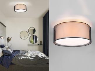 TRIO Leuchten LED Deckenleuchte, Dimmfunktion, LED wechselbar, Warmweiß, Design-er Lampe mit Stoff Lampen-schirm, Treppenhaus & Galerie Ø 50cm