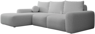 Selsey 'Carnos' Ecksofa mit Schlaffunktion, Ballkissen, Chenillebezug, Grau, linksseitig