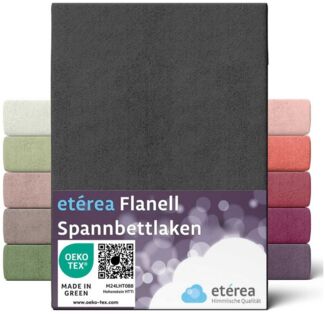 etérea Flanell Spannbettlaken Schwarz 90x200 - 100x200 cm