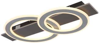 LED Deckenleuchte grau gebürstet, opal, L 63 cm