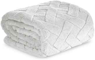 Wohndecke CARO Design91 Karierte Kuscheldecke ideales Geschenk Weiche warme Decke 70x160 cm silber