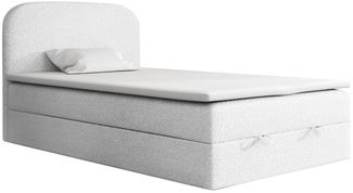 Deine Möbel 24 Boxspringbett CLOUD Boxbett Polsterbett Komplettbett inkl. Matratze H3 H4 Topper (Set Bett für Jugendliche Hotelbett, 3-St, Jugendbett inkl. Matratze H3 H4 Kaltschaum-Topper Bettkasten), 100x200 120x200 Weiß Grau Stoff Boucle Premium