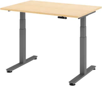 bümö elektrisch höhenverstellbarer Schreibtisch 120x80 cm in Ahorn, Gestell graphit - Schreibtisch höhenverstellbar elektrisch mit Memory-Steuerung, elektrischer Schreibtisch, Gaming Tisch, XDSM-12-3-G