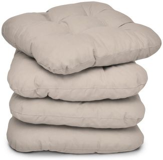 4er Set Beautissu Lisa Stuhlkissen 40 x 40 x 8 cm Taupe