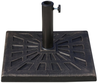 Outsunny Schirmständer Regenschirm Base für Ø38 mm Ø48 mm (Ständer, 1 St, Sonnenschirmständer), Kunstharz Bronze 47 x47 x 32 cm