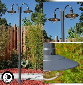 hofstein Außen-Stehlampe moderne Wegeleuchte aus Metall/Kunststoff in Anthrazit/Klar, ohne Leuchtmittel, Kandelaber, Gartenbeleuchtung IP44, 2x E27, ohne Leuchtmittel