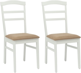 vidaXL Esszimmerstuhl 2 pcs Weiß und Braun Massives Gummiholz 42020499