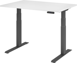 bümö elektrisch höhenverstellbarer Schreibtisch 120x80 cm in weiß, Gestell graphit mit Memory-Steuerung, elektrischer Bürotisch höhenverstellbar Gaming Tisch, XDKB12-W-G