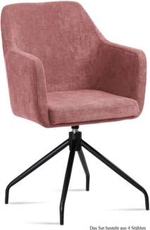 Armlehnstuhl drehbar (4er-Set) Donnie 57 x 87 x 60 Schwarz/Rosewood