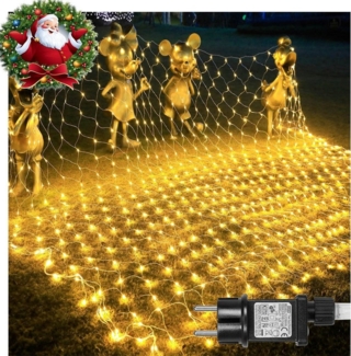 MUPOO LED-Lichternetz Ramadan Deko LED Netz Lichterkette Außen mit Fernbedienung Timer, 200-flammig