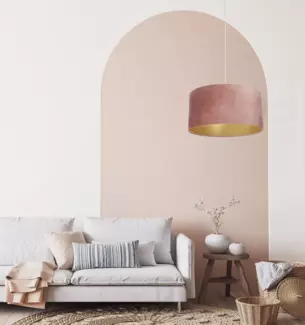 BPS Koncept 0E0-151-60 Hängeleuchte GLAMOUR Samtstoff auf PVC-Basis rosa, gold 1xE27 60W H:112 Ø60cm dimmbar