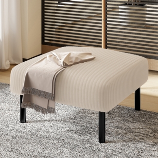 LVHOM Hocker mit Metallbeine, Sitzhocker Cordstoff, Ottoman Fußhocker 51 x 39 x 56 cm