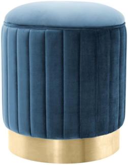 Casa Padrino Hocker Blau / Messing Ø 40 x H. 45 cm - Luxus Sitzhocker