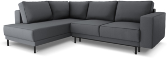 Micadoni Ecksofa Caro 5-Sitzer Strukturierter Stoff Dunkelgrau Links 140x208
