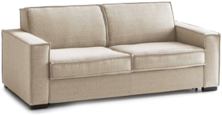 Dmora 2-Sitzer festes Sofa Arki, Wohnzimmersofa aus Stoff, Standardarmlehnen, 100 % Made in Italy, cm 180x95h90, Beige