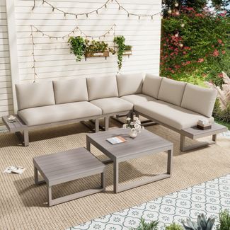 Gartenlounge-Set Loungeset mit Couchtisch, Sitzgruppe für Garten, L-förmig, Garnitur Set