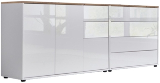 BMG Möbel Kommode Sideboard Mailand Set 9 in verschiedenen Ausführungen (2tlg), mit weiß lackierten Hochglanzfronten und Push-to-open-Funktion