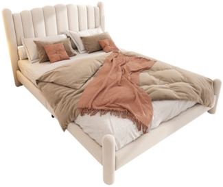 REDOM Polsterbett mit Lattenrost und fächerförmiges Kopfteil (ohne Matratze), Zylindrische Stützbeine,Doppelbett aus Samt,180*200cm