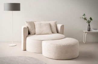 LeGer Home by Lena Gercke XXL-Sessel ISALIE, Rundsessel mit Hocker, Lesesessel, Loveseat, Big-Sessel (Set), trendige Stoffe, 3 Zierkissen, große Sitzfläche, Cord, Samt, Bouclé