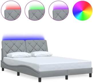 vidaXL Bettgestell mit LED ohne Matratze Hellgrau 120x200 cm Stoff 3310657