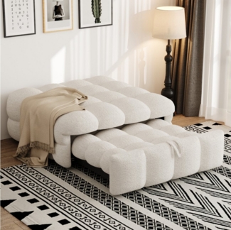 Ulife Polsterbett 2-in-1-Fußhocker, Ausziehbares Schlafsofa (Ohne Kissen), Einzelbett, Puffy-Bett, Teddy-Stoff