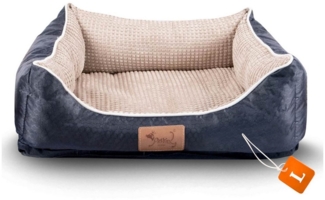 TopMeow Tierbett Hundebett mit Rand, Made in Spain, Wasserabweisender Oxford-Stoff, rutschfeste Unterseite, L 82*61*25 cm