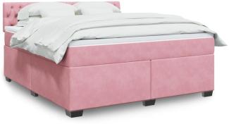 vidaXL Boxspringbett mit Matratze Rosa 180x200 cm Samt 3286389