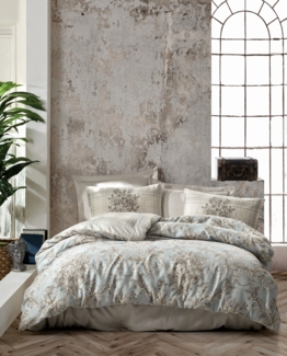 Satin-Doppelbettbezug-Set (DE), 'Terry', Beige, Hellblau, Creme
