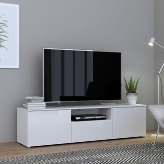 Forte 'Sienna' Lowboard, TV Unterschrank, weiß Hochglanz, 170x43 cm