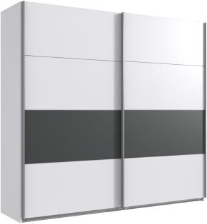 Schwebetürenschrank >ANGIE< in WEISS + GRAPHIT - 225x208x65cm (BxHxT)